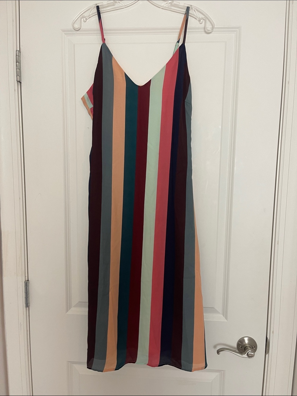 Lulus Erina Mauve Multi Stripe Belted Midi Slip Dress NO BELT